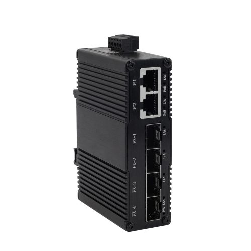 EKN0402GIS Mini Industrial 2-Port Gigabit PoE + 4-Port 1000Base-FX SFP Ethernet Switch