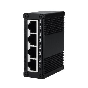 EKN0500GSP Mini Industrial 5-Port PoE Gigabit Ethernet Extender, 1×802.3bt PoE++ Input + 4×802.3af/at PoE Outputs